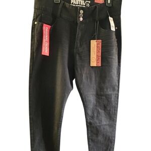 Pastel Jeans Womens Grunge Skinny Jeans Black High‎ Rise Triple Button Size 16